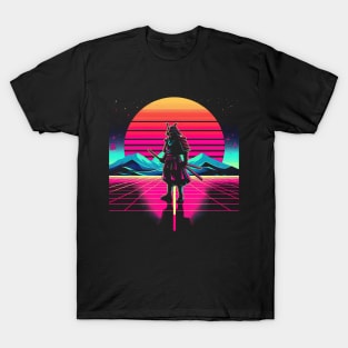 Neon Samurai: Retro Sunset T-Shirt